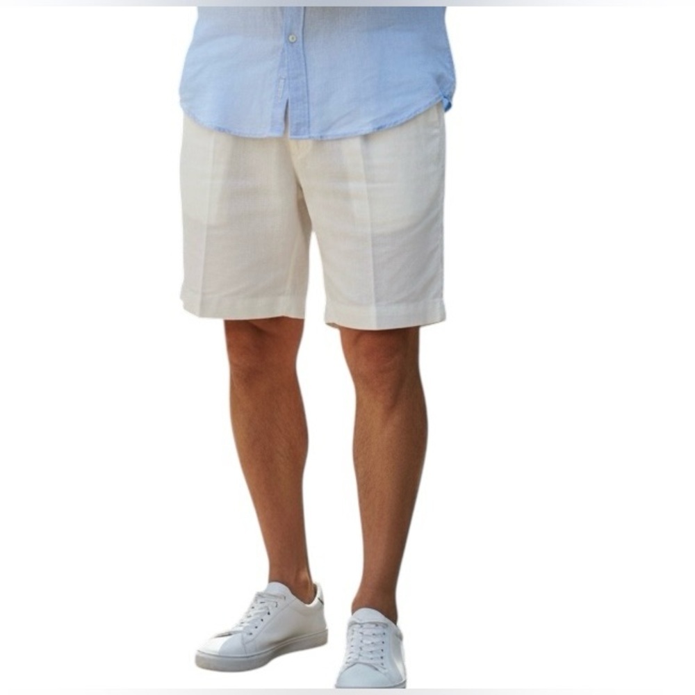 Vintage Greg Peters Linen 10” Shorts White Mens 38 Country Club Resort wear